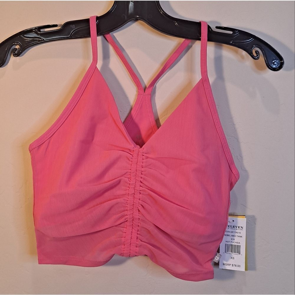 EleVen by Venus Williams Women’s XS Hot Fuscia Pink Rebel Midi Tank Rushed Bra